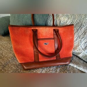 Vineyard Vines Coral Corduroy Tote